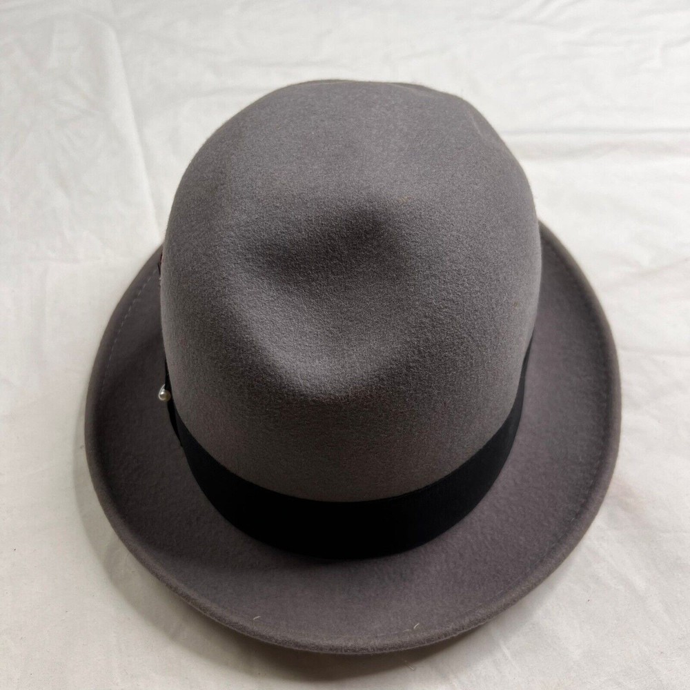 Capas design Genuine Feather detail grey Hat wool 6 7/8 A030423